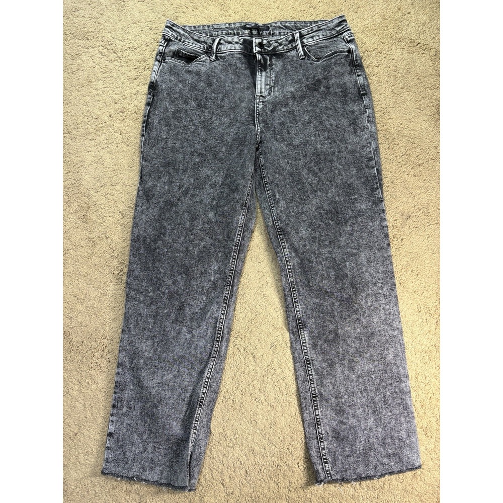 Simply Vera Wang Relaxed Straight Raw Hem Jeans Women 12 Acid Wash Hi Rise 80's
